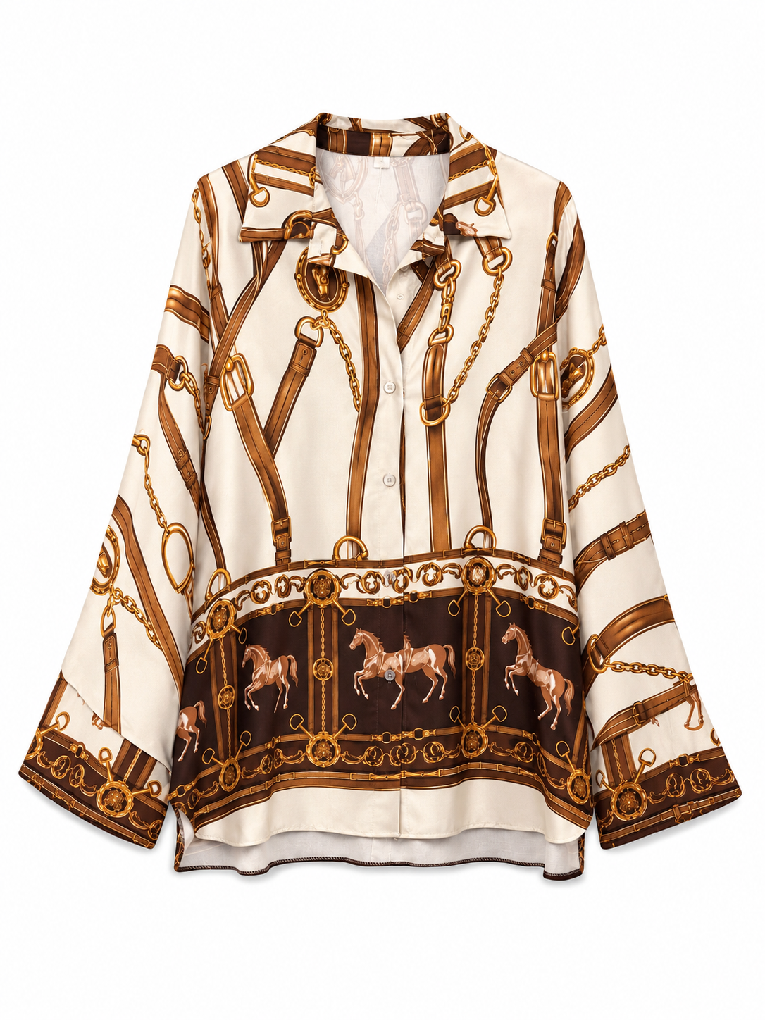 Camicia con Stampa Barocca e Cavallo | Stile Elegante
