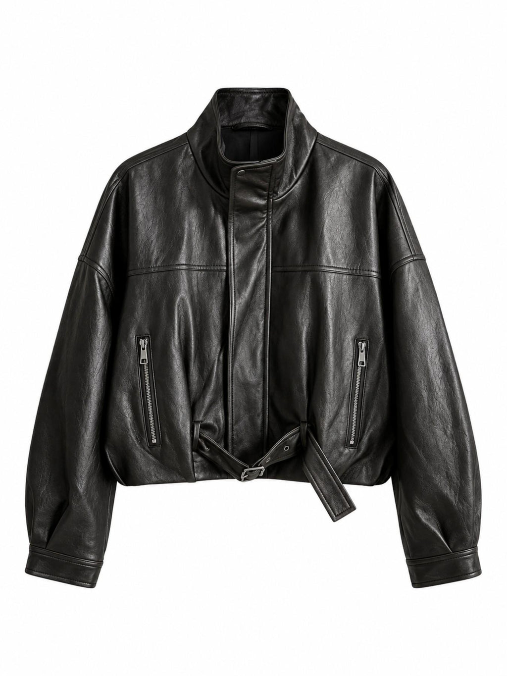 Giacca Corta in Finta Pelle con Cintura | Stile Moto