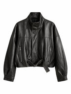 Giacca Corta in Finta Pelle con Cintura | Stile Moto