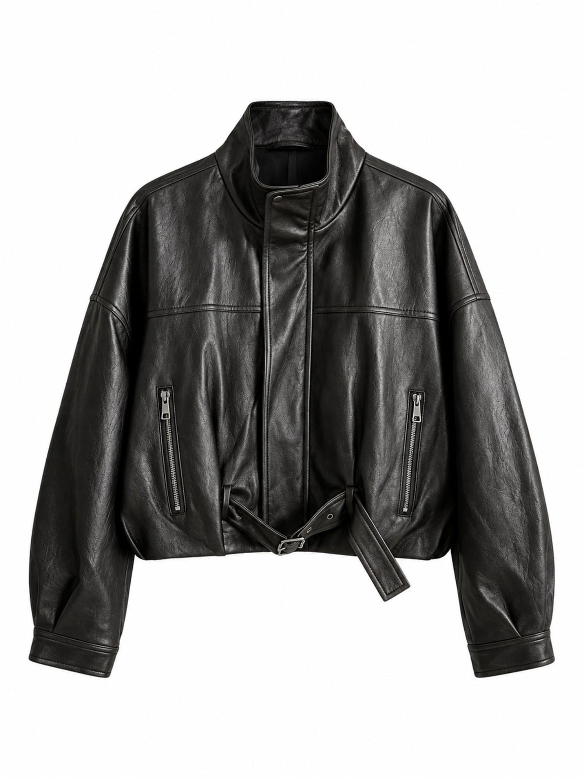 Giacca Corta in Finta Pelle con Cintura | Stile Moto