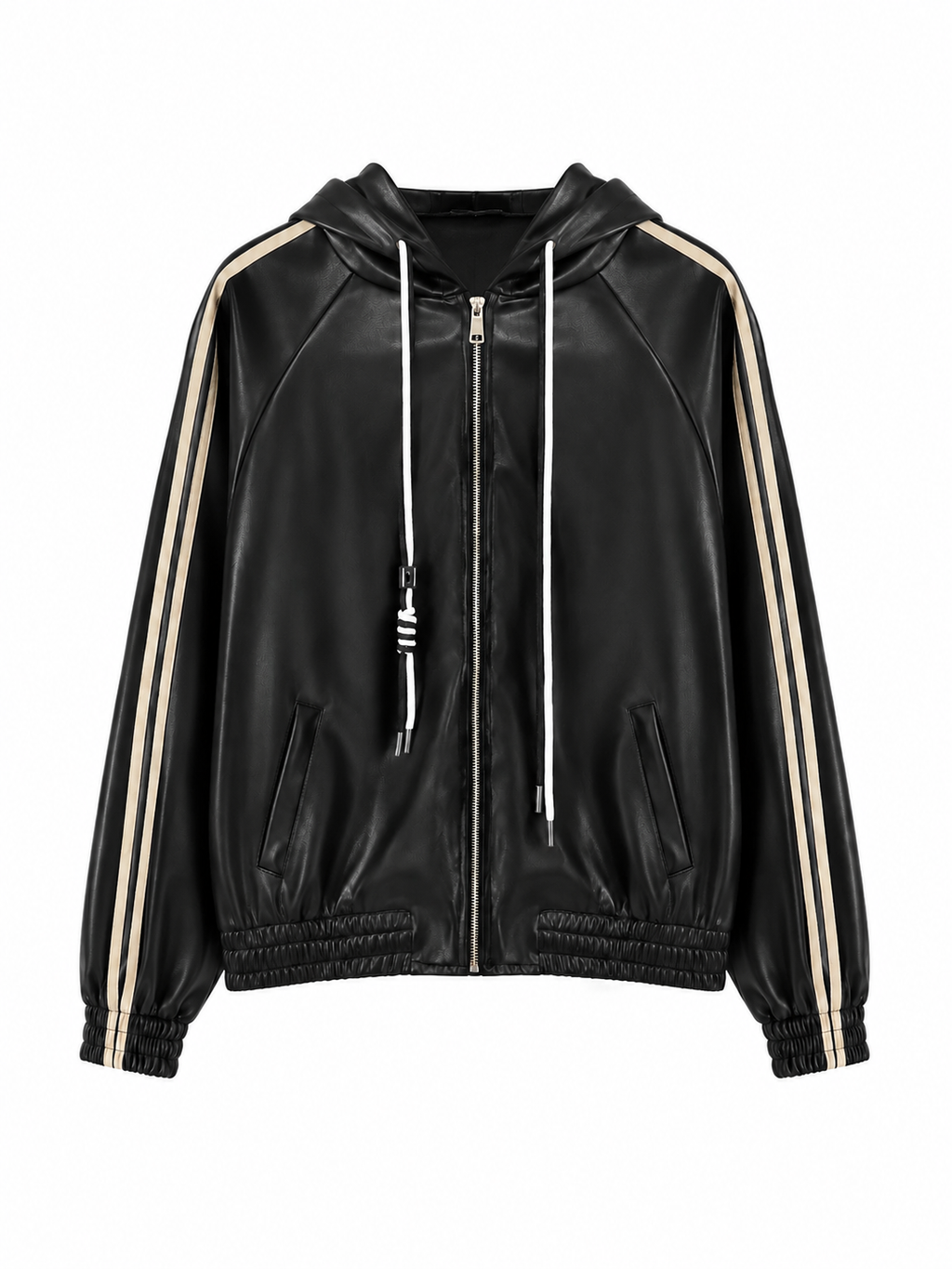 Giacca in Finta Pelle con Cappuccio e Zip | Stile Sporty