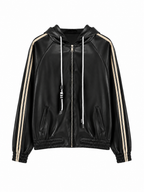 Giacca in Finta Pelle con Cappuccio e Zip | Stile Sporty