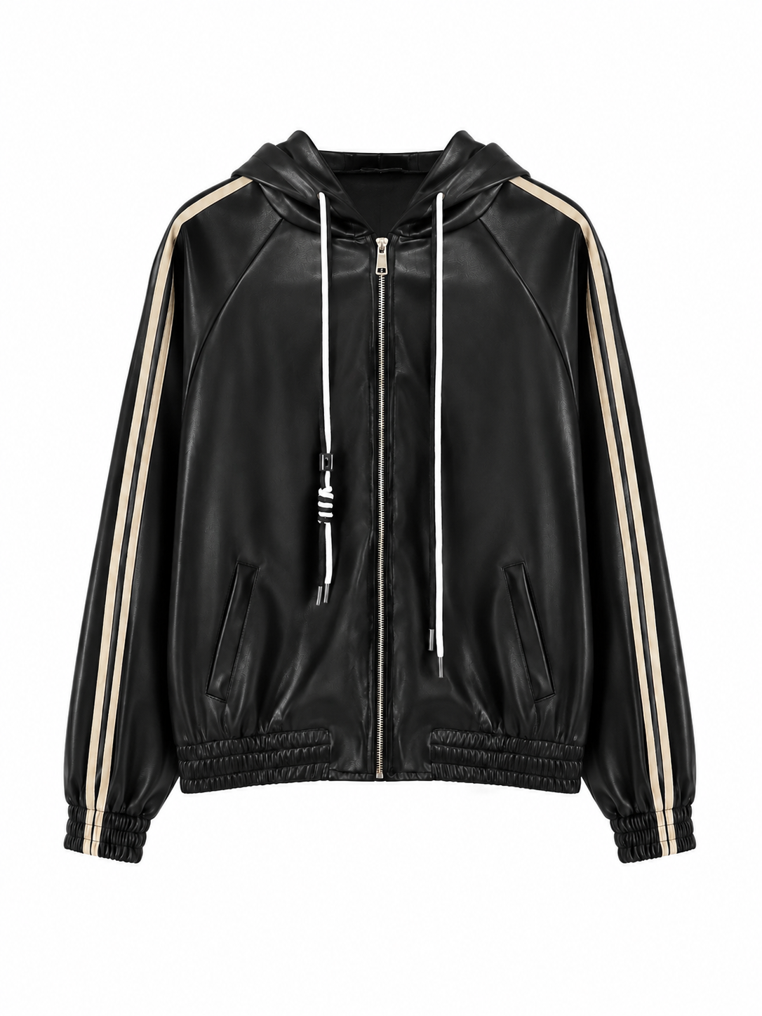 Giacca in Finta Pelle con Cappuccio e Zip | Stile Sporty