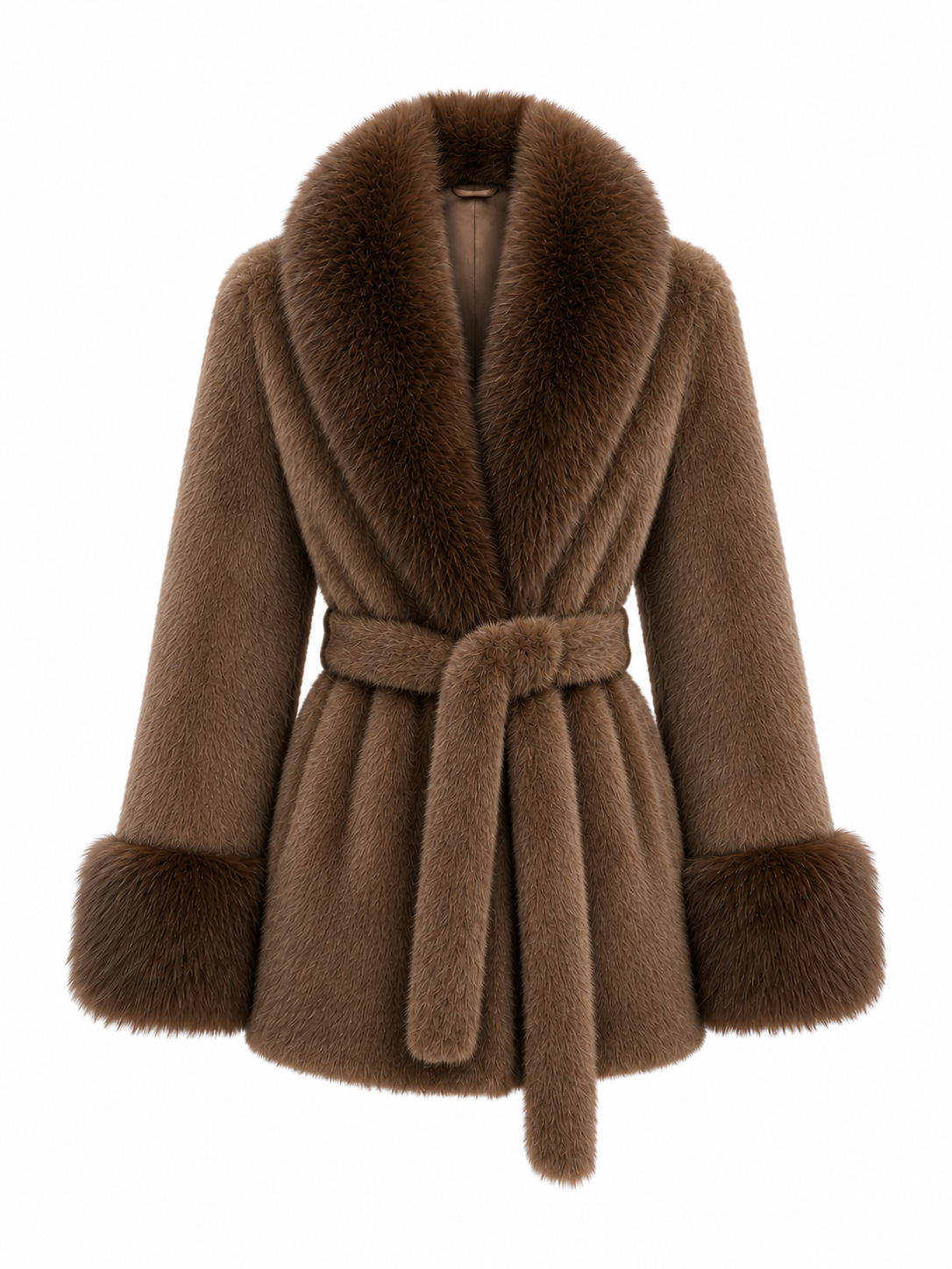 Cappotto Teddy in Pelliccia Sintetica con Cintura | Eleganza Invernale