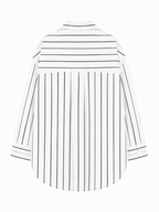 Camicia Loose a Righe Verticali con Tasca | Stile Casual