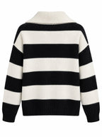 Maglia a Righe con Scollo a V e Maniche Lunghe | Stile Casual