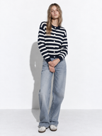 Cardigan a Maglia a Righe con Bottoni | Stile Casual