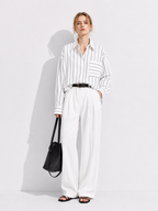 Camicia Loose a Righe Verticali con Tasca | Stile Casual