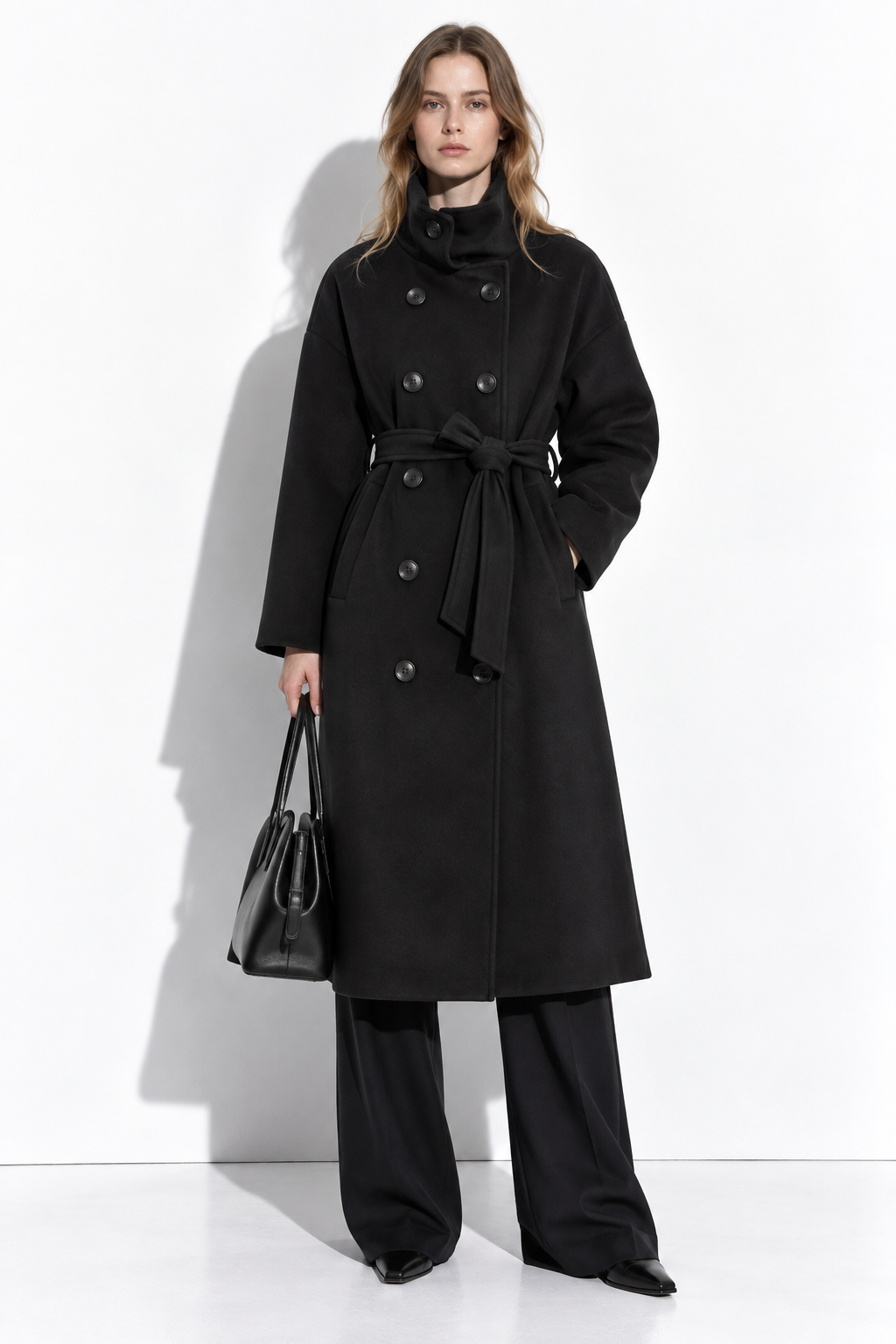 Cappotto Lungo Doppiopetto con Cintura | Stile Elegante