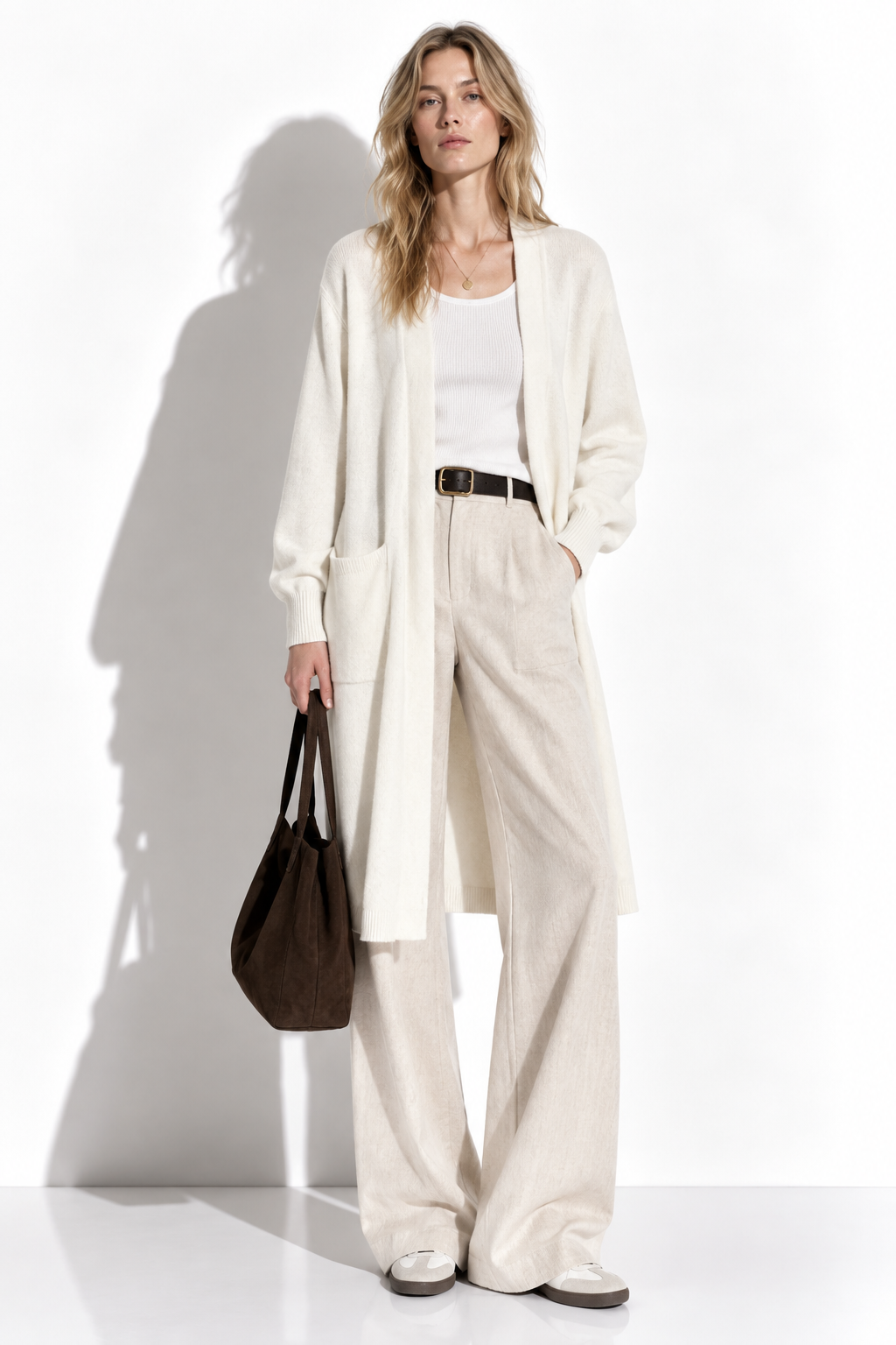 Cardigan Lungo a Maglia con Tasche | Stile Casual