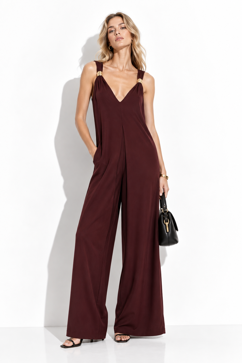 Wide-Leg Jumpsuit with Shoulder Buckle | Chic Summer Look