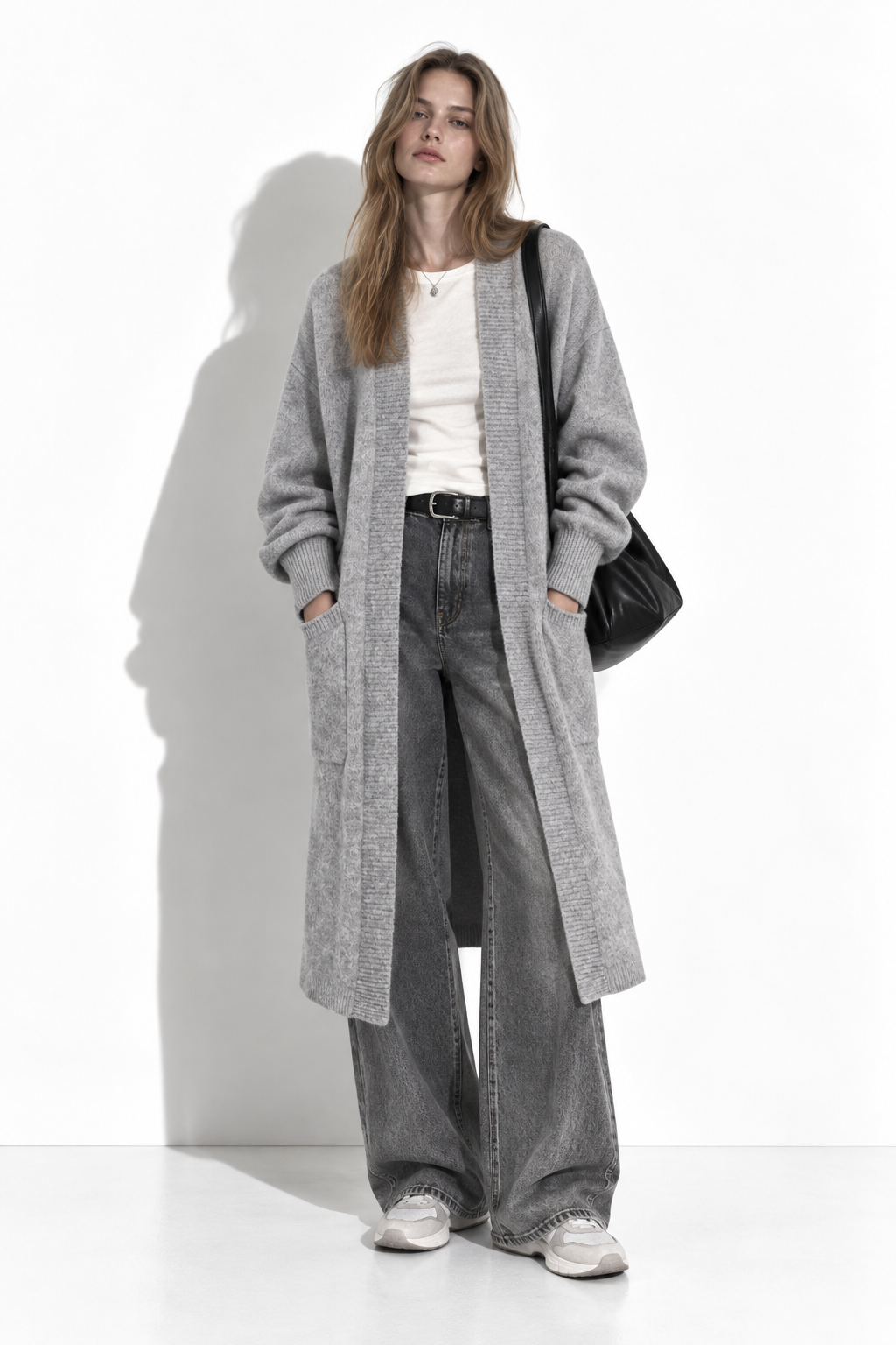 Cardigan Lungo a Maglia con Tasche | Stile Casual