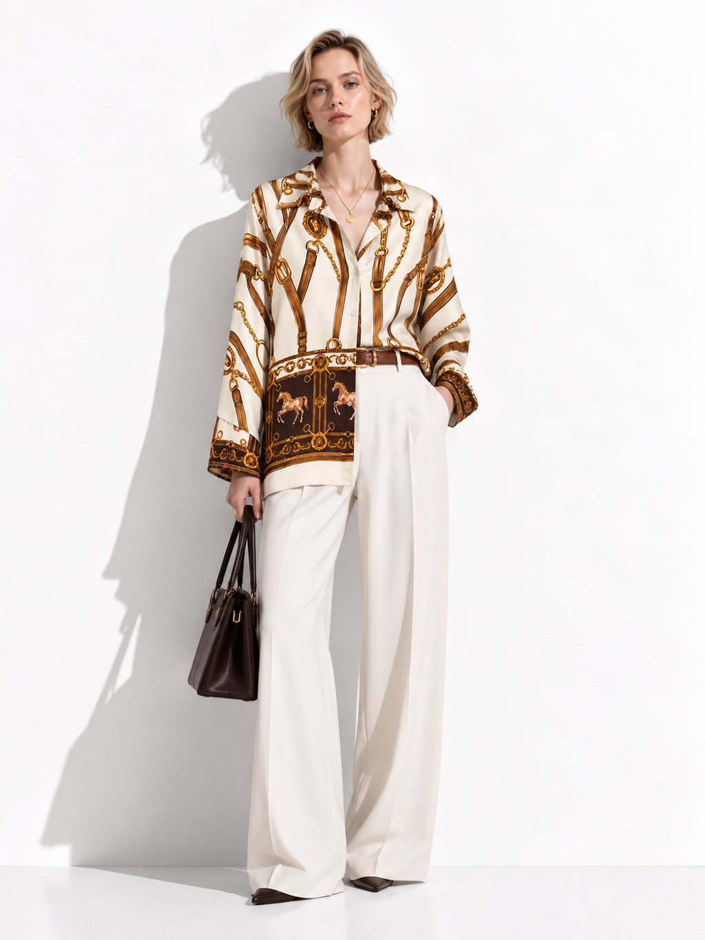 Baroque Print Shirt with Horse | Elegant Style