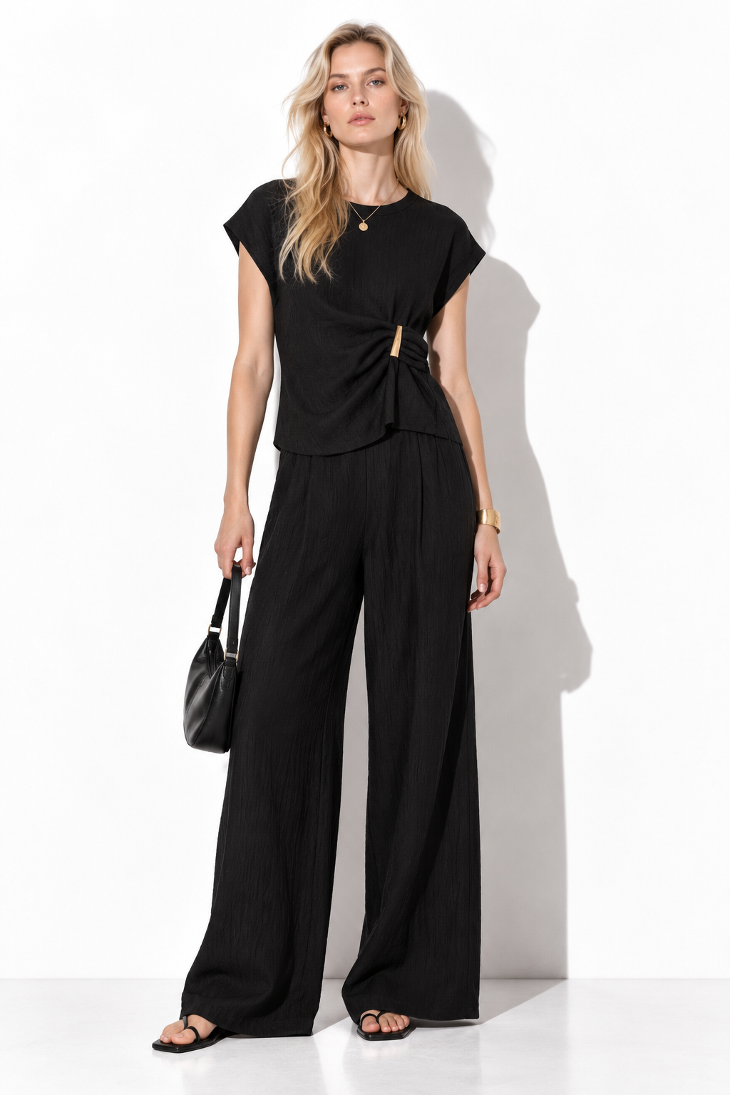 Completo Tessuto con Top e Pantaloni Largo | Look Casual Chic