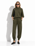 Knitted Set with High Neck and Drawstring | Casual Style
