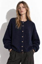 Cardigan a Maglia con Girocollo e Bottoni | Stile Casual