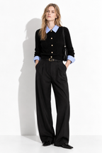 Cardigan a Maglia con Colletto a Righe | Stile Casual