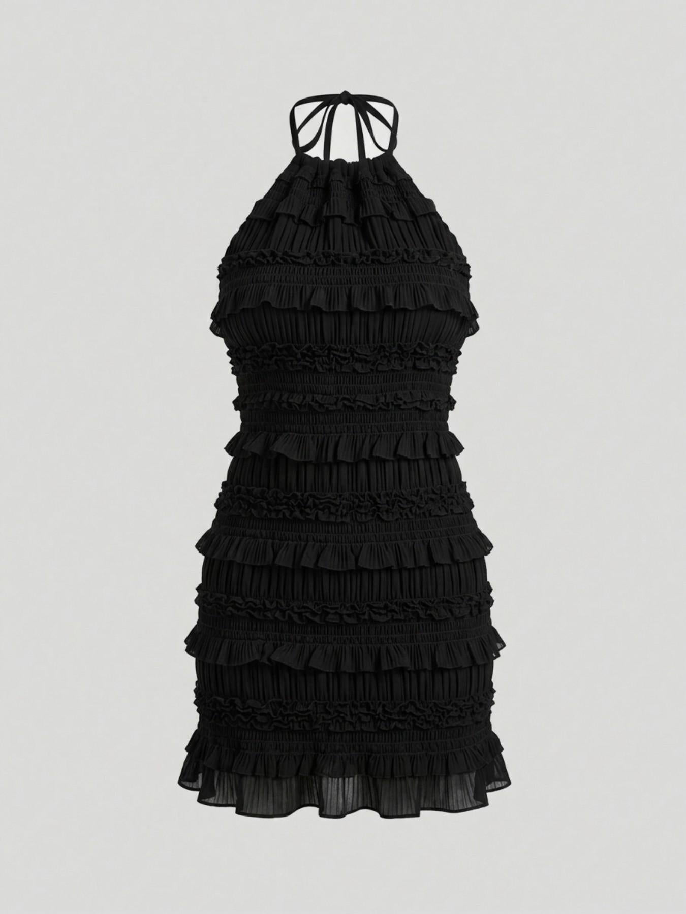 URBANREVERSE Mini Dress Halter Dress Women Backless Dress Ruffle Dress Bodycon Dress Sexy Dress Party Dress Clubwear Summer Dress Chic Elegant Outfit Fashion Trend Spring Summer Made in Italy