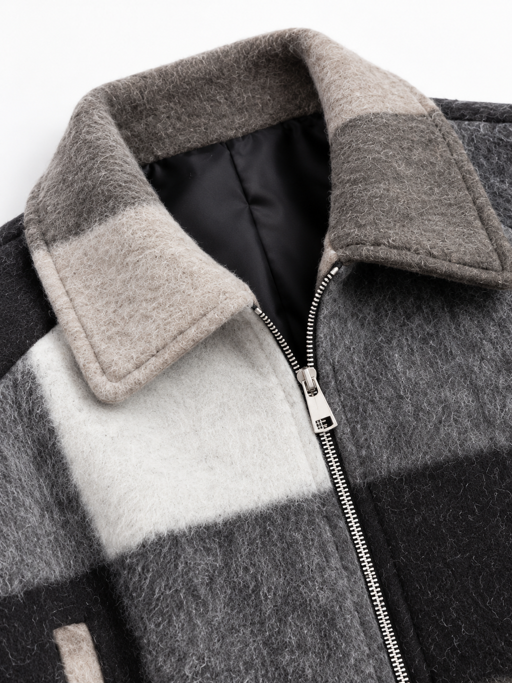 Giacca a Quadri con Zip e Vita Arricciata | Stile Casual