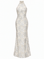 Abito Maxi con Scollo Halter e Paillettes | Stile Elegante