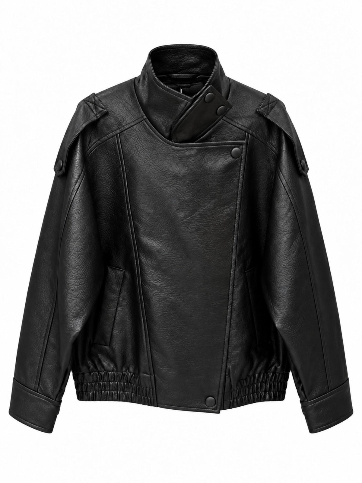 Giacca in Finta Pelle con Collo Alto | Stile Moto