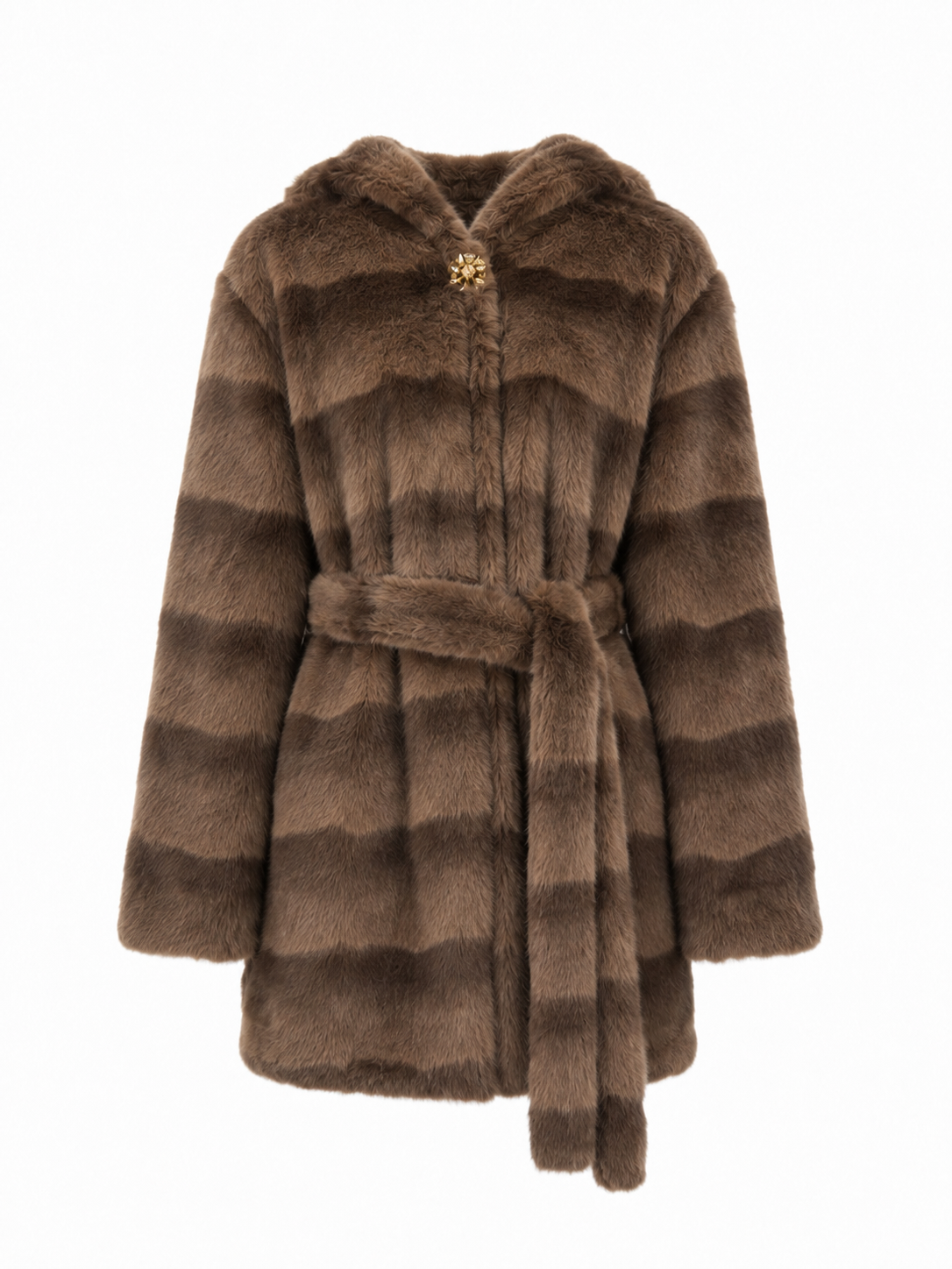 Hooded Faux Fur Coat with Belt | Winter Style