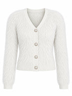 Cardigan a Maglia con Scollo a V e Bottoni | Stile Casual