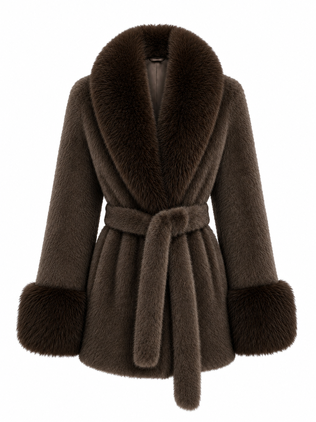 Cappotto Teddy in Pelliccia Sintetica con Cintura | Eleganza Invernale