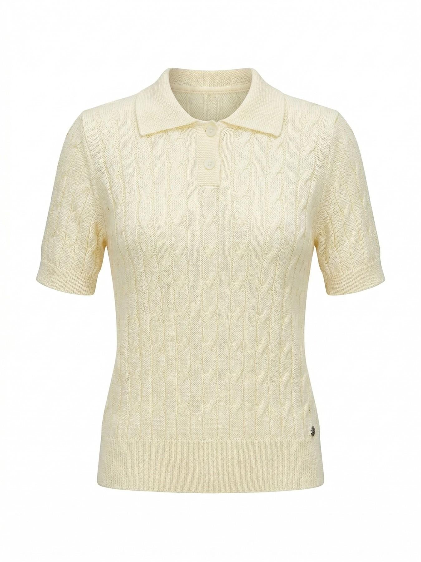 URBANREVERSE Women Knit Polo Shirt Short Sleeve Textured Viscose Blend Soft Touch Breathable Slim Fit Elegant Casual Chic Preppy Style Minimal Everyday Wear Refined Silhouette Lightweight Made in Italy