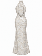 Abito Maxi con Scollo Halter e Paillettes | Stile Elegante