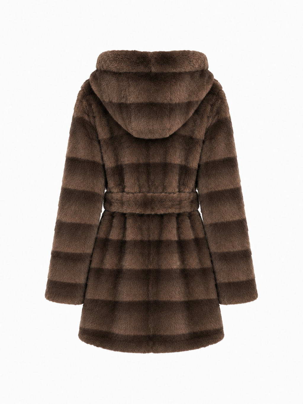 Hooded Faux Fur Coat with Belt | Winter Style