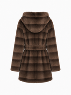 Hooded Faux Fur Coat with Belt | Winter Style