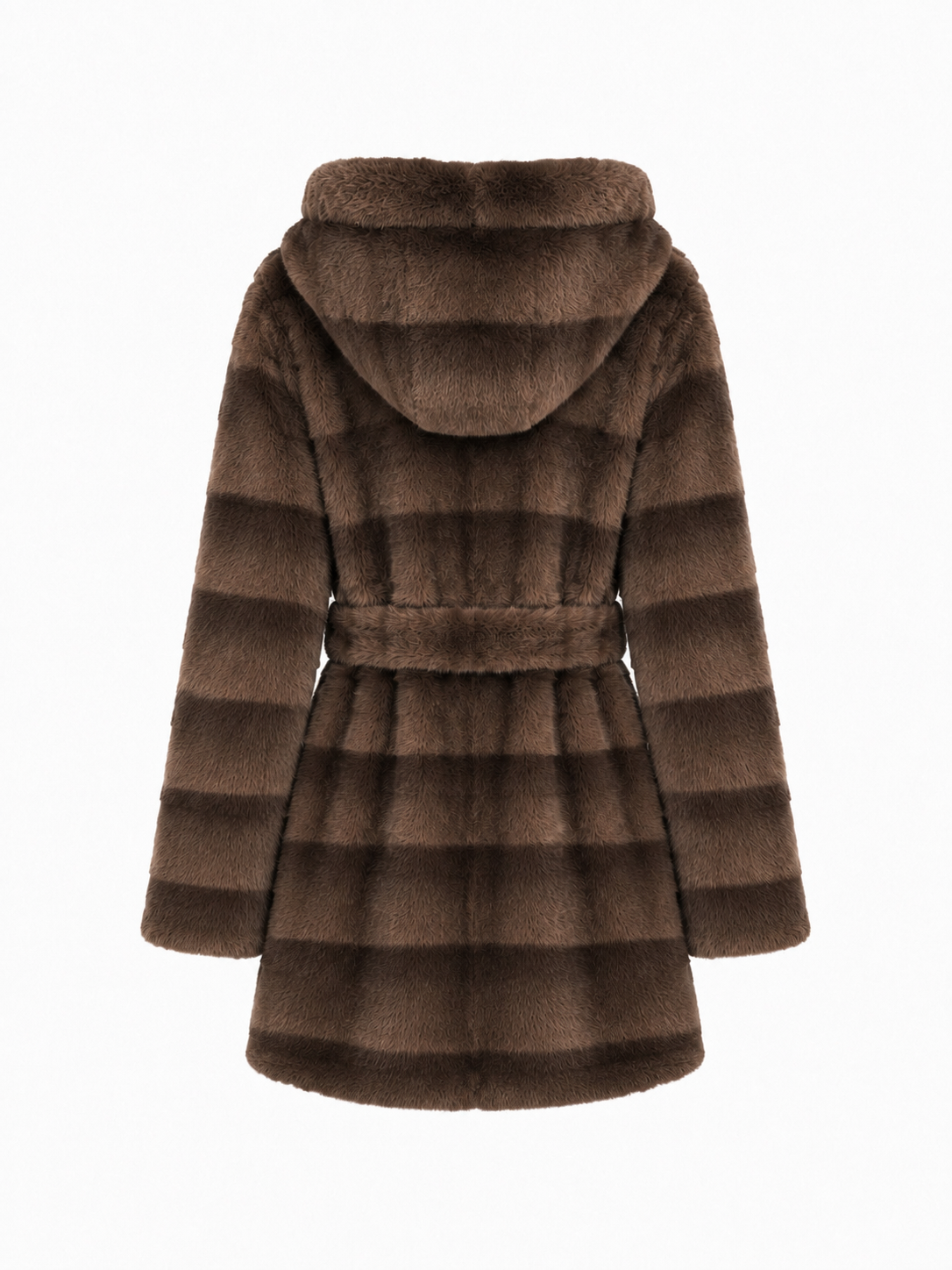 Hooded Faux Fur Coat with Belt | Winter Style