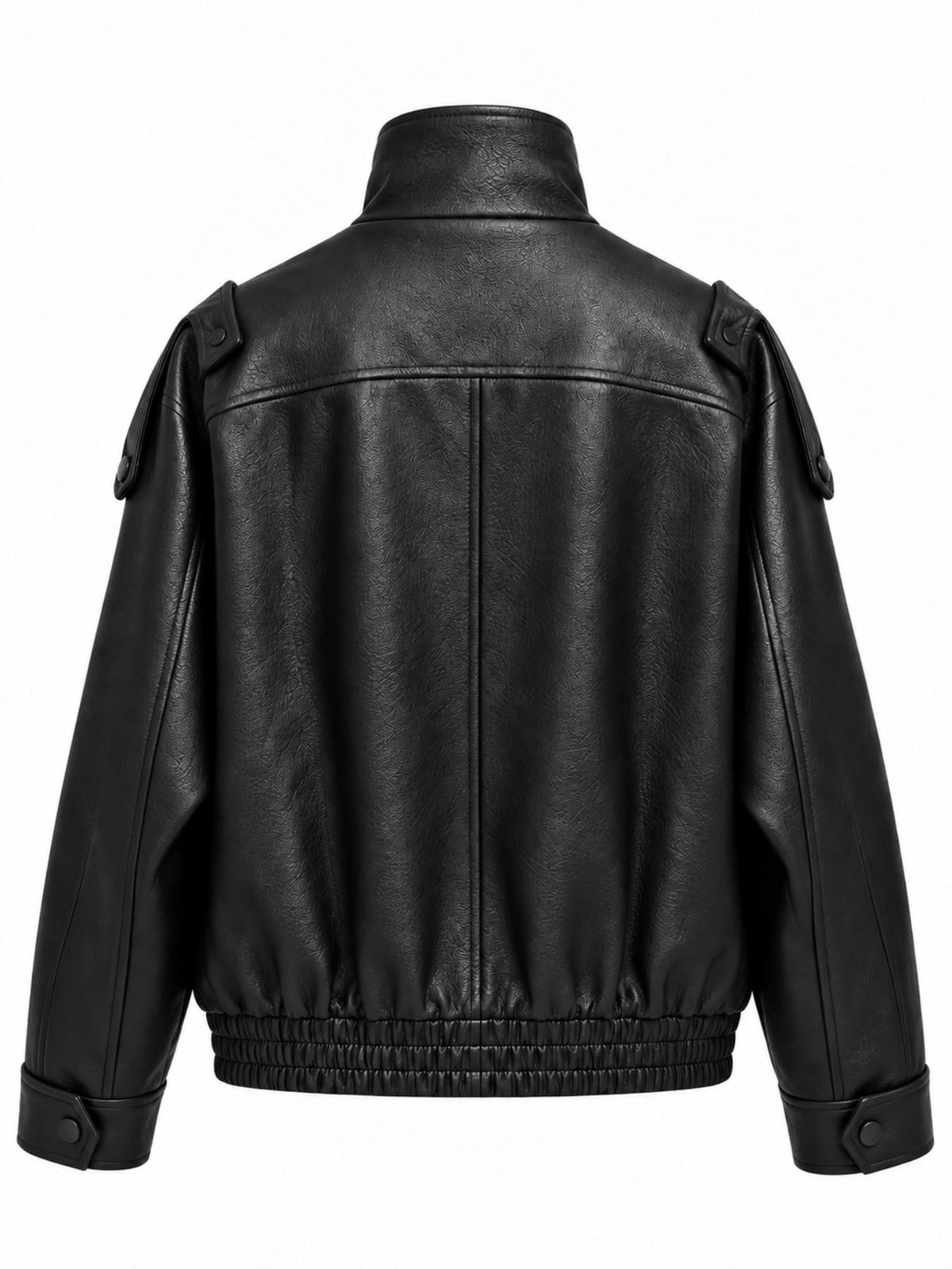 Giacca in Finta Pelle con Collo Alto | Stile Moto