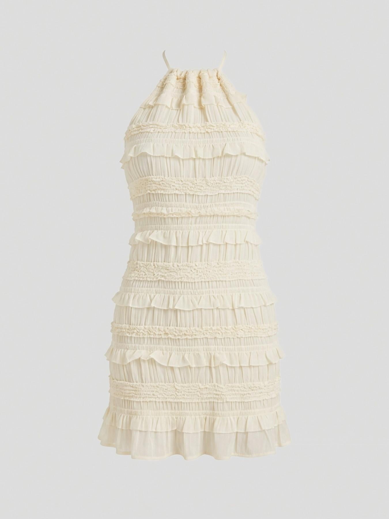 URBANREVERSE Mini Dress Halter Dress Women Backless Dress Ruffle Dress Bodycon Dress Sexy Dress Party Dress Clubwear Summer Dress Chic Elegant Outfit Fashion Trend Spring Summer Made in Italy