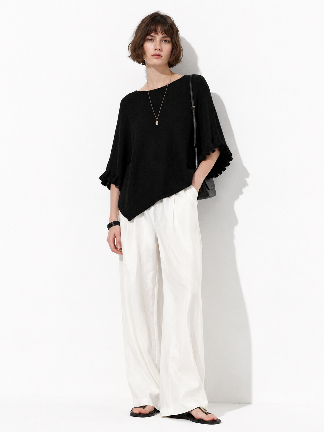 Maglia Loose a Maniche Svasate con Balze | Stile Casual