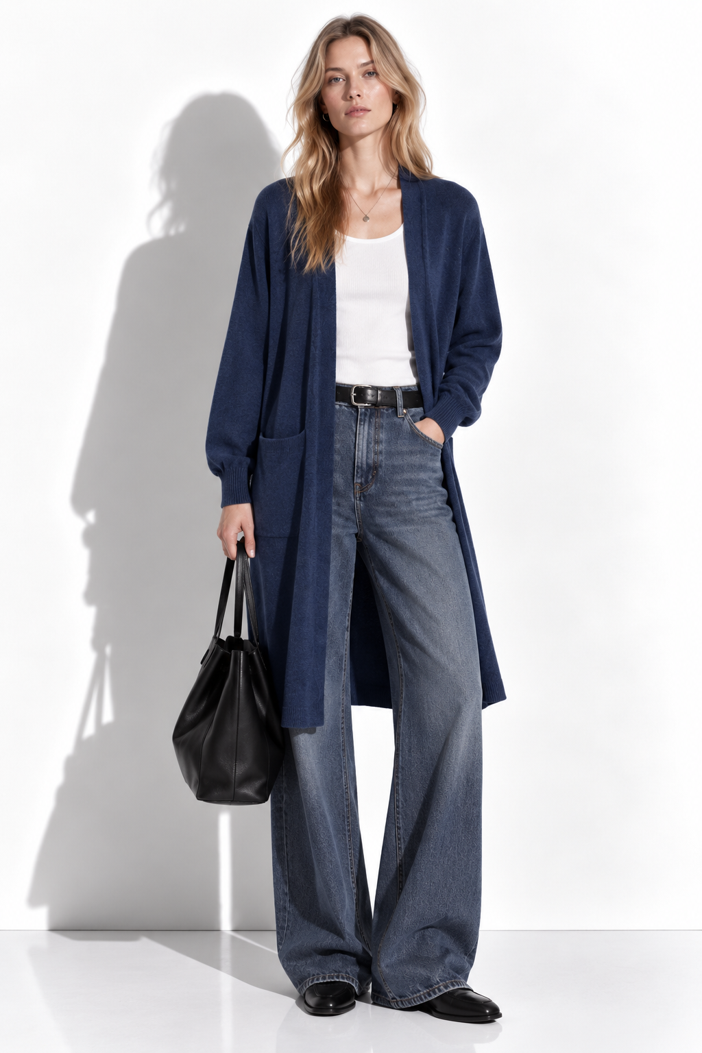 Cardigan Lungo a Maglia con Tasche | Stile Casual