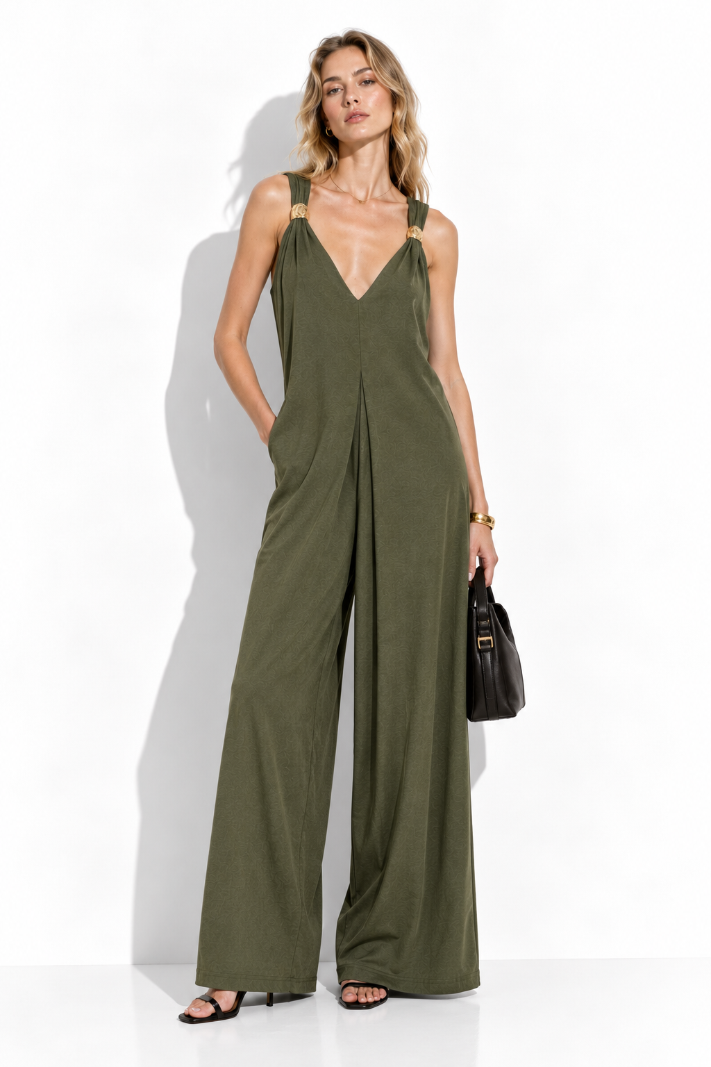 Wide-Leg Jumpsuit with Shoulder Buckle | Chic Summer Look