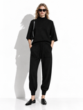 Knitted Set with High Neck and Drawstring | Casual Style