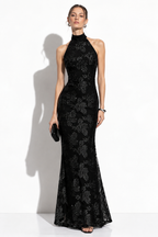 Abito Maxi con Scollo Halter e Paillettes | Stile Elegante