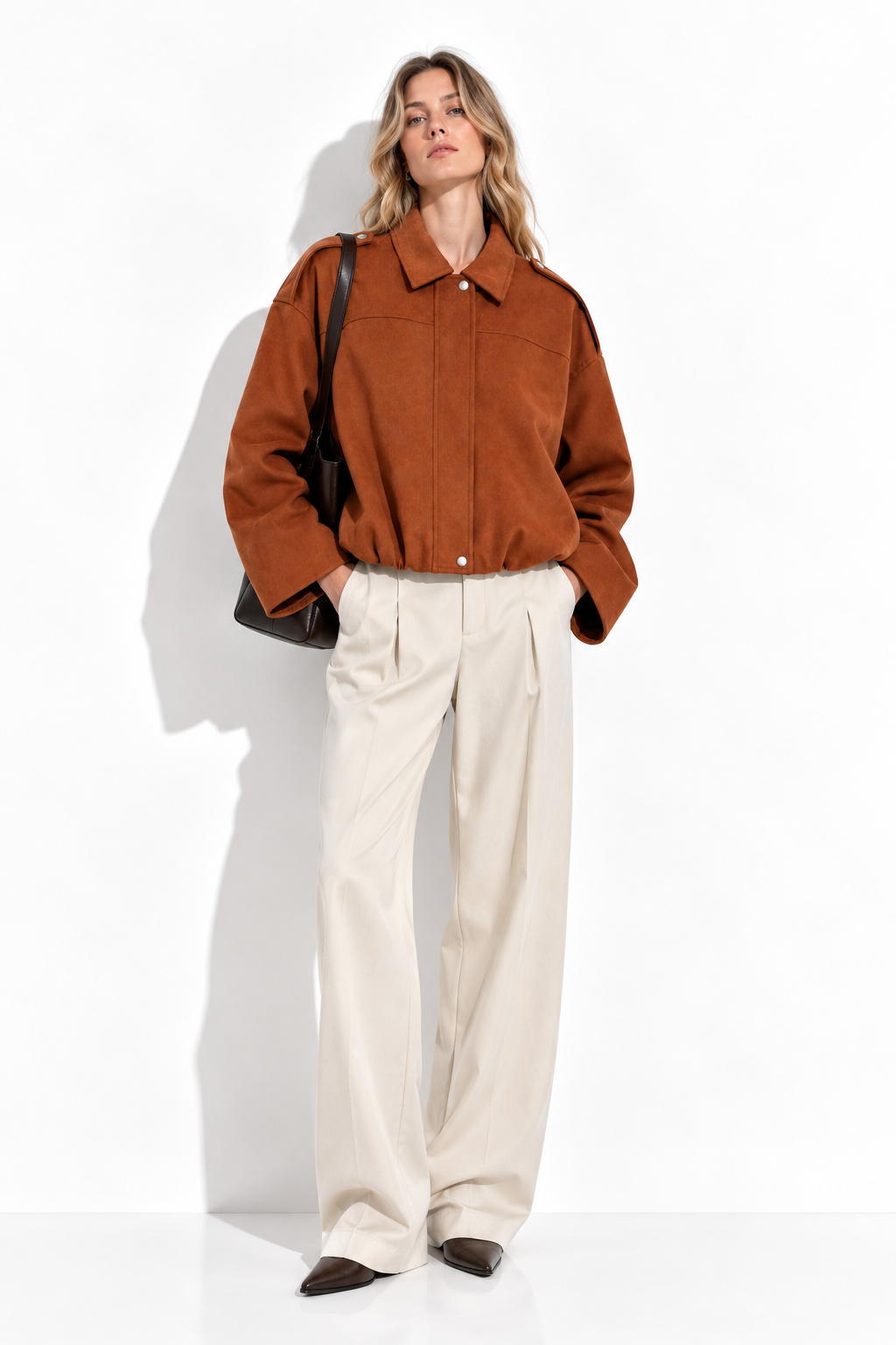 Giacca Pilota in Finta Pelle Scamosciata | Stile Casual