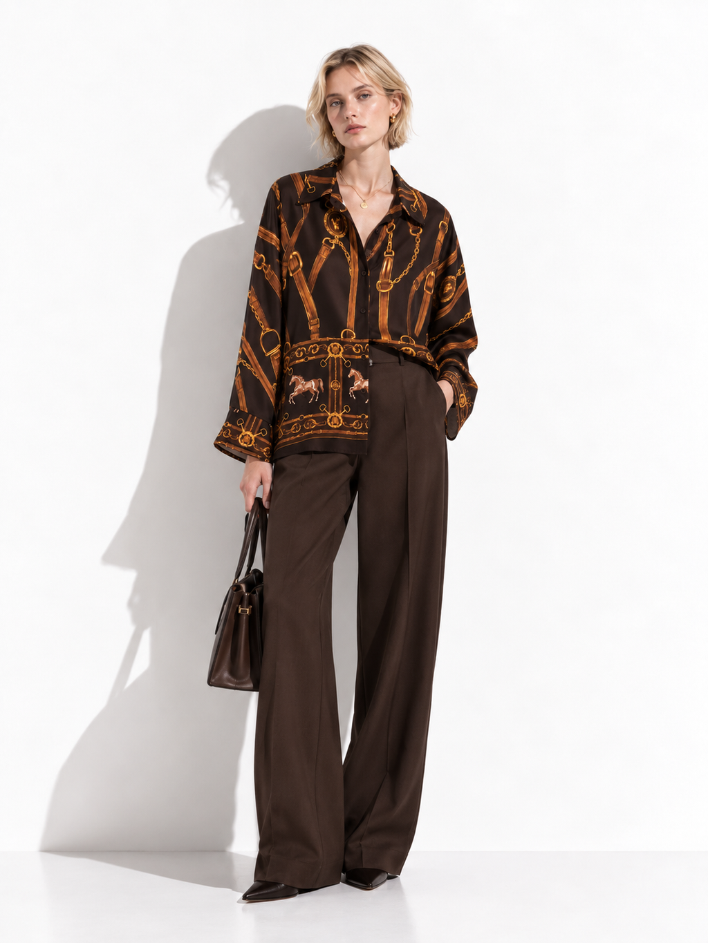Baroque Print Shirt with Horse | Elegant Style