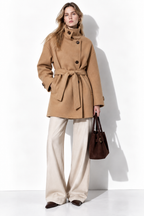 Cappotto Midi con Collo Alto e Cintura | Stile Elegante