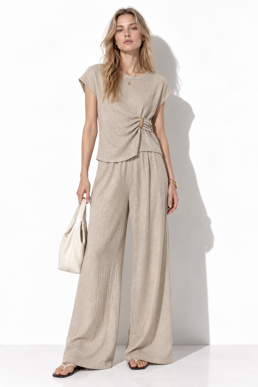 Completo Tessuto con Top e Pantaloni Largo | Look Casual Chic