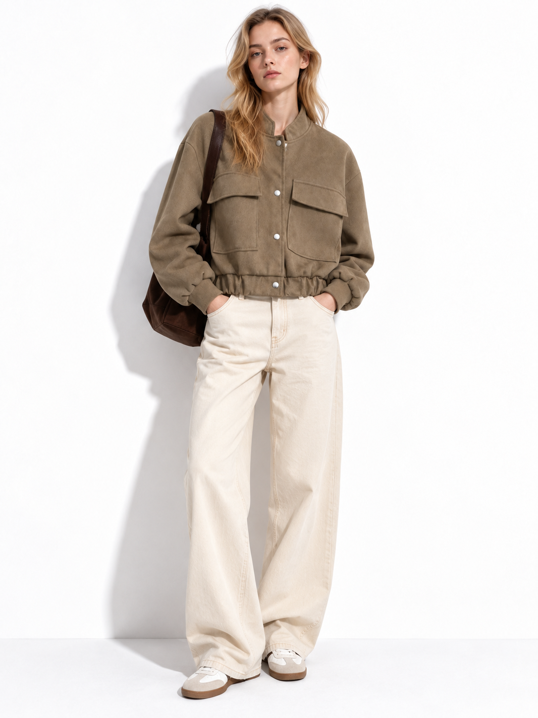 Giacca Corta con Collo Alto e Grandi Tasche | Stile Casual
