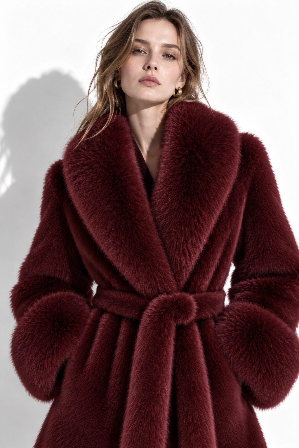 Cappotto Lungo in Pelliccia Finta con Cintura | Stile Invernale