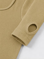 Tuta a Costine Maniche Lunghe con Scollo Quadrato | Basic Slim