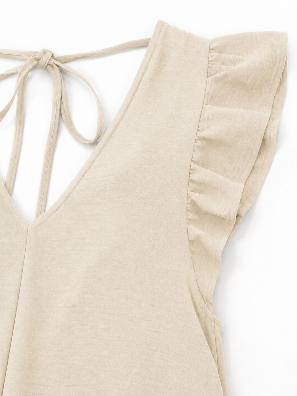 Tuta Militare a Gamba Larga con Spalline Arricciate | Casual Chic