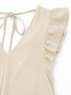 Tuta Militare a Gamba Larga con Spalline Arricciate | Casual Chic