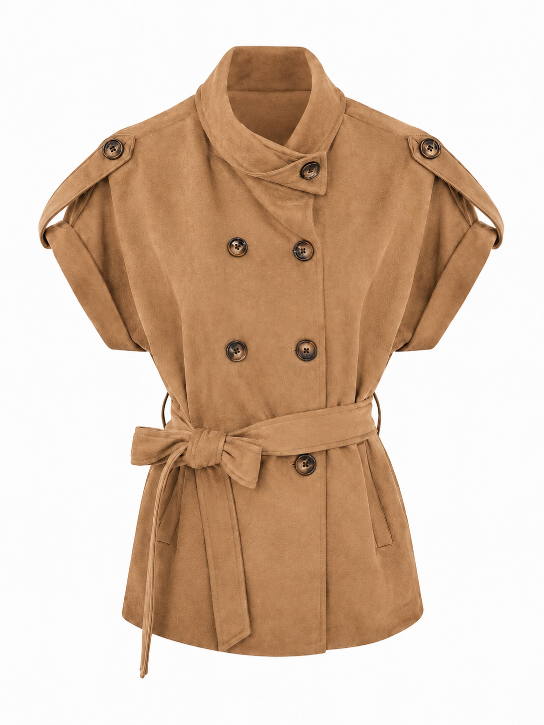 Sleeveless Windbreaker Vest with Belt | Elegant Style